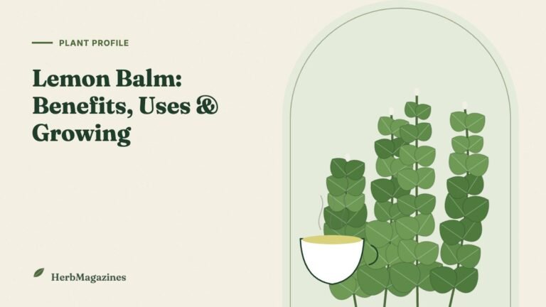 Lemon Balm: Benefits, Uses and How to Grow This Calming Herb – HerbMagazines botanical illustration