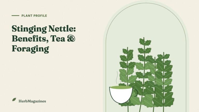 Stinging Nettle: Benefits, Nettle Tea and How to Forage It Safely – HerbMagazines botanical illustration